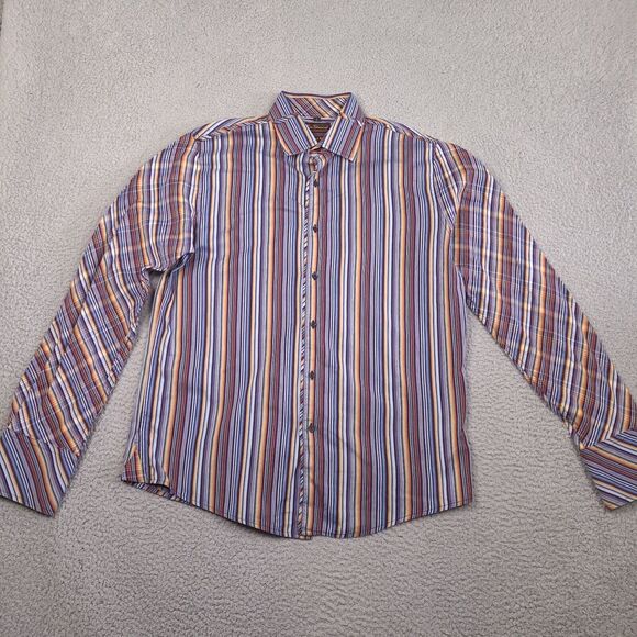 Ben Sherman Shirt Mens Large Striped Colorful Special Brew Retro Button‎ Down - Picture 1 of 13